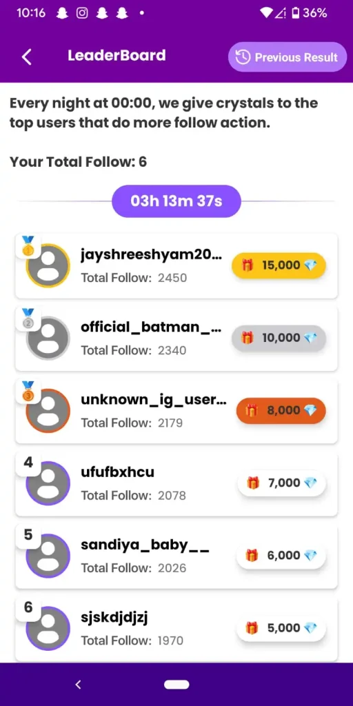 TopFollow Update 5 Leaderboard
